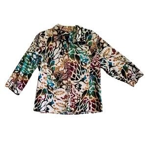 Additions by Chicos Button Up Blouse Womens Size 3 US 16 Multicolor Art to Wear